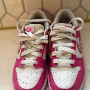 Kids Nike Dunks Pink with Crystals